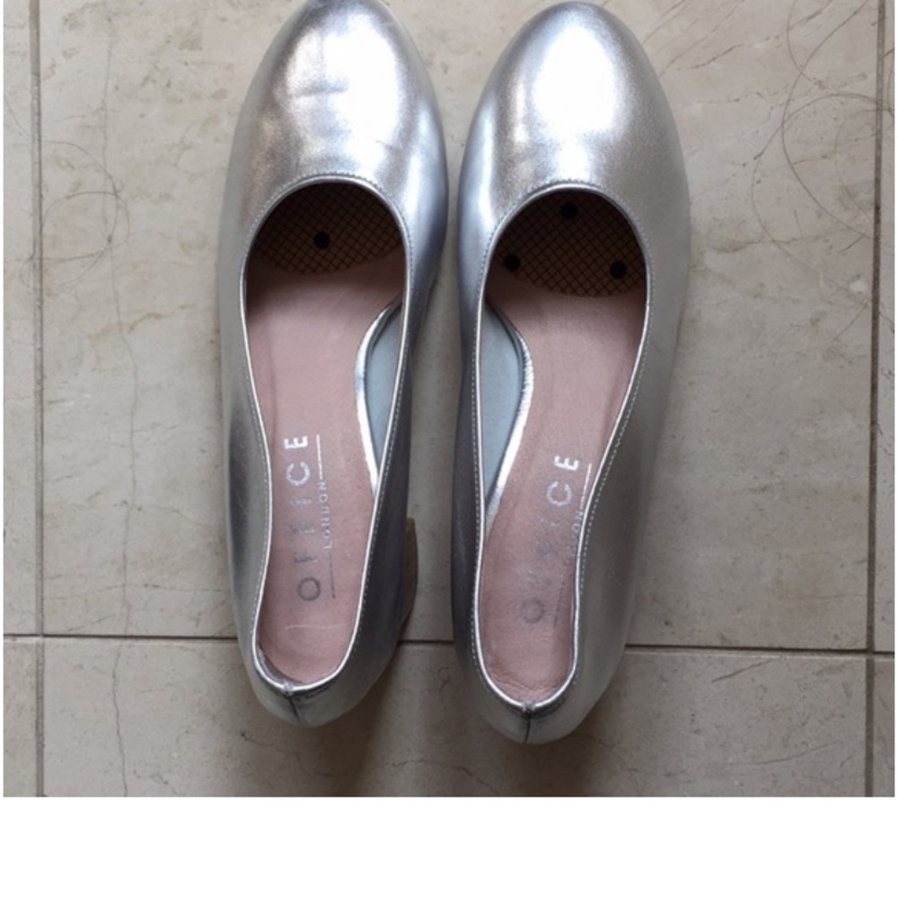 Office London Metallic Silver Women's Flats